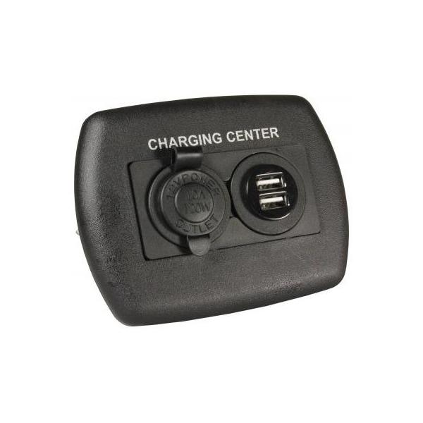 Jr Products 12V/USB CHARGING CENTER, BLACK 15095 - main